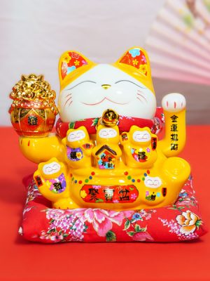 Mèo Thần Tài Phát Tài Phát Lộc – Vàng 16cm