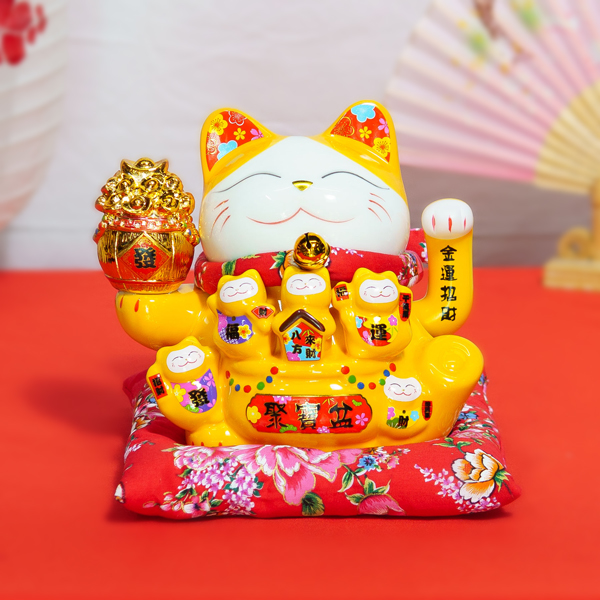 Mèo Thần Tài Phát Tài Phát Lộc – Vàng 16cm